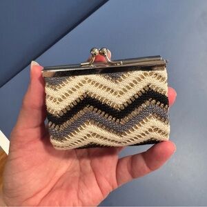 Crochet Coin Purse - Cream, Black, and Gray